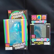 Nee Doh Dream Drop  Gumdrop Super Solid Squish Squeeze Toy Set, Blue, 3 