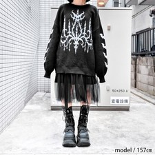 LISTEN FLAVOR Demon World Chandelier Knit Sweater Black/White 