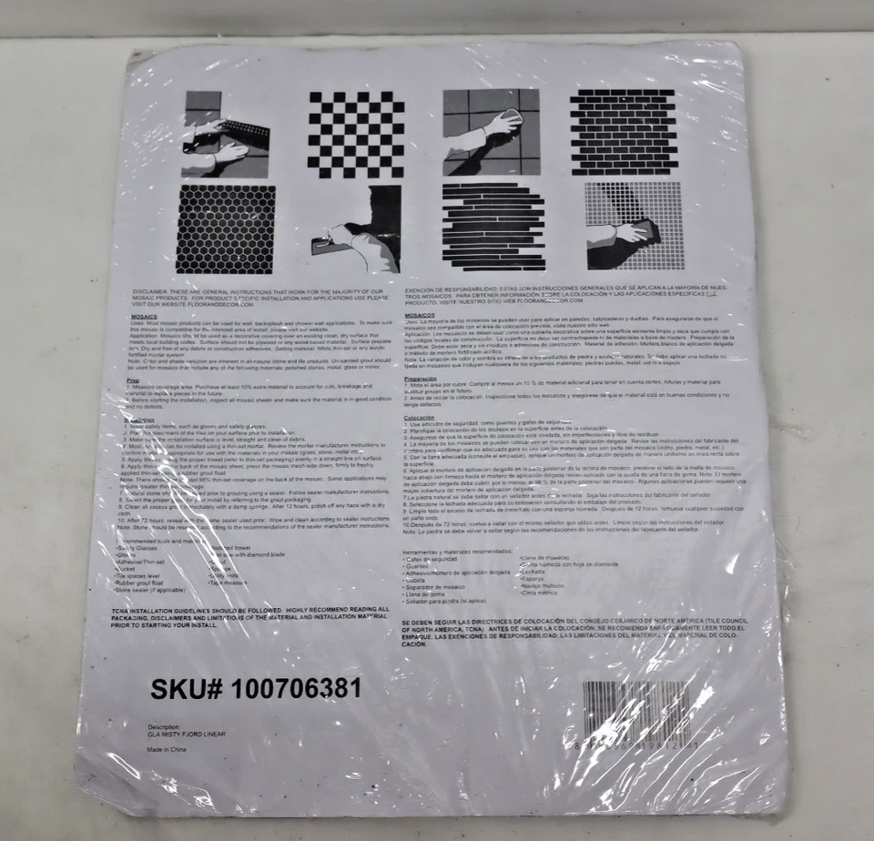Azulejo azul/gris salpicadero de mosaico de vidrio lineal Montage Misty Fjord Foto 3 de 4