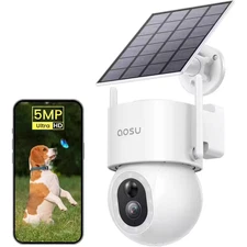 360° Solar Powered PTZ Security Camera-5Mp 360° View Angle and AI Human Detectio