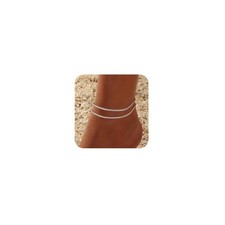 Sterling Silver Ankle Bracelets - Dainty Layered Adjustable Anklet Set for Women