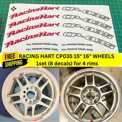 RACING HART CP035 15'' 16''  4 WHEELS SET 8X DECALS STICKERS NEW FREE SHIPPING