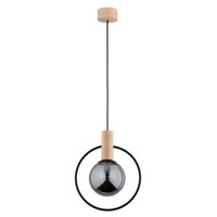Pendelleuchte Rauchglas Holz Natur Esstisch E14 L:27.5 Cm HäNgelampe Esszimmer