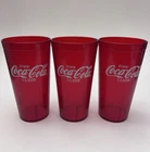 Vintage Coca-Cola 16 oz Plastic Restaurant Soda Cup Red  USA Set 3 Carlisle 5220