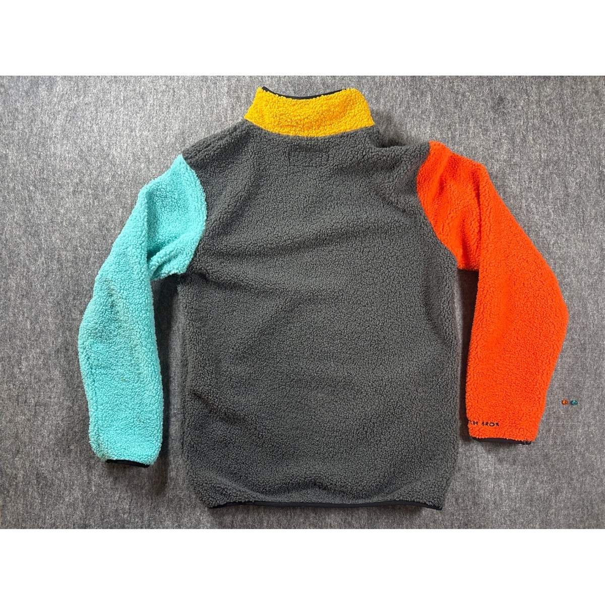 Dutch Bros Coffee Colorblock Sherpa Fleece Pullover Grey Orange Teal Medium View 2