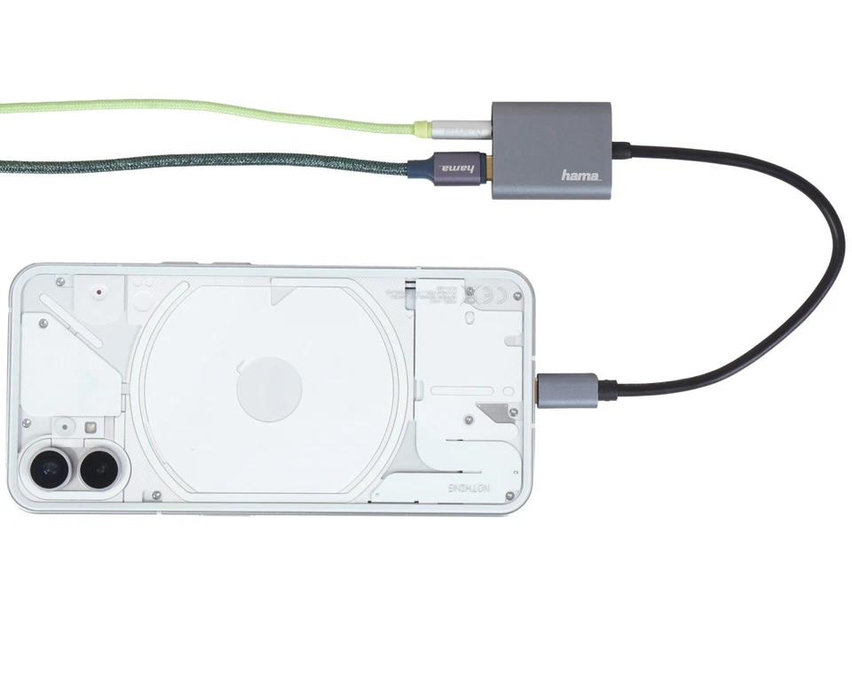 Hama 2in1 Audio-Adapter USB-C auf 3,5mm Klinke AUX + Ladebuchse Strom Smartphone - Bild 4 von 4