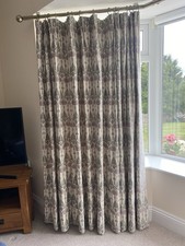 William Morris Belle Epoque (Pearl) Lined Pencil Pleat Curtains For Bay Window