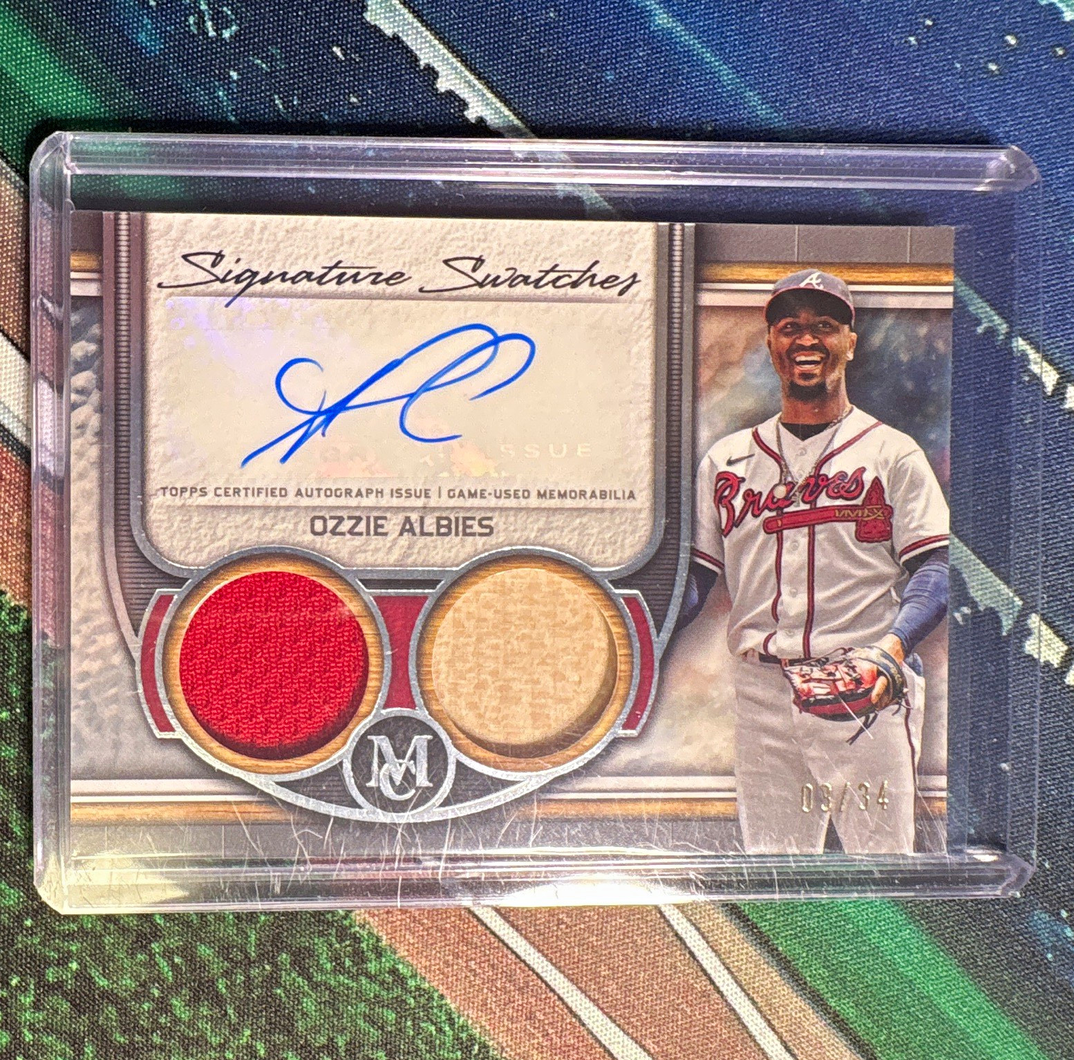 Topps Museum 2023 Ozzie Albies Auto Dual Relic #SWDRA-OA 3/34 Braves