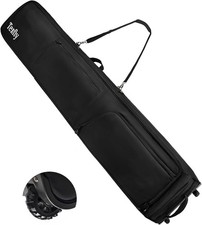 Wheeled Ski Bag for Air Travel, Padded Waterproof Ski Gear Bag Fits 2 Pairs Skis