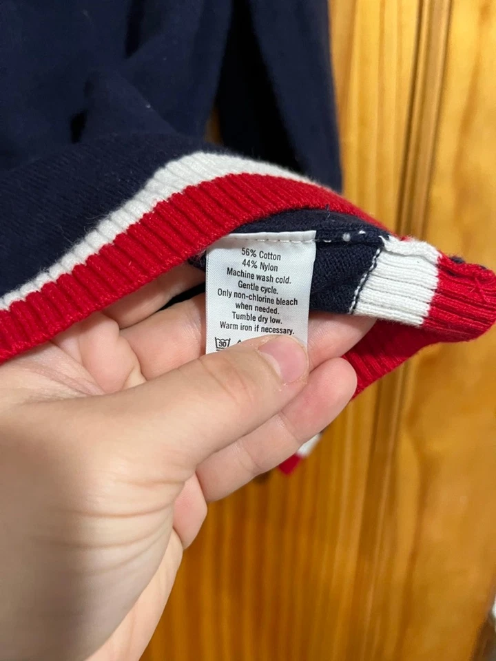 Little Kids Janie and Jack Blue, Red, and White Nautical Knit Pullover Sweater - Image 4 of 4