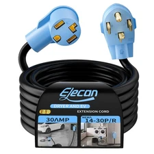 Elecan Dryer EV Extension Cord 30 FT, 4 Prong 30 Amp NEMA 14-30P to 14-30R Ex...