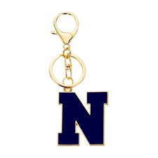 Initial Letter Keychain Alphabet Letter A-Z Keyring Blue N 