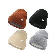 4 Pack Toddler Beanie Baby Beanie Fleece Lined Knitted Winter Hats s12