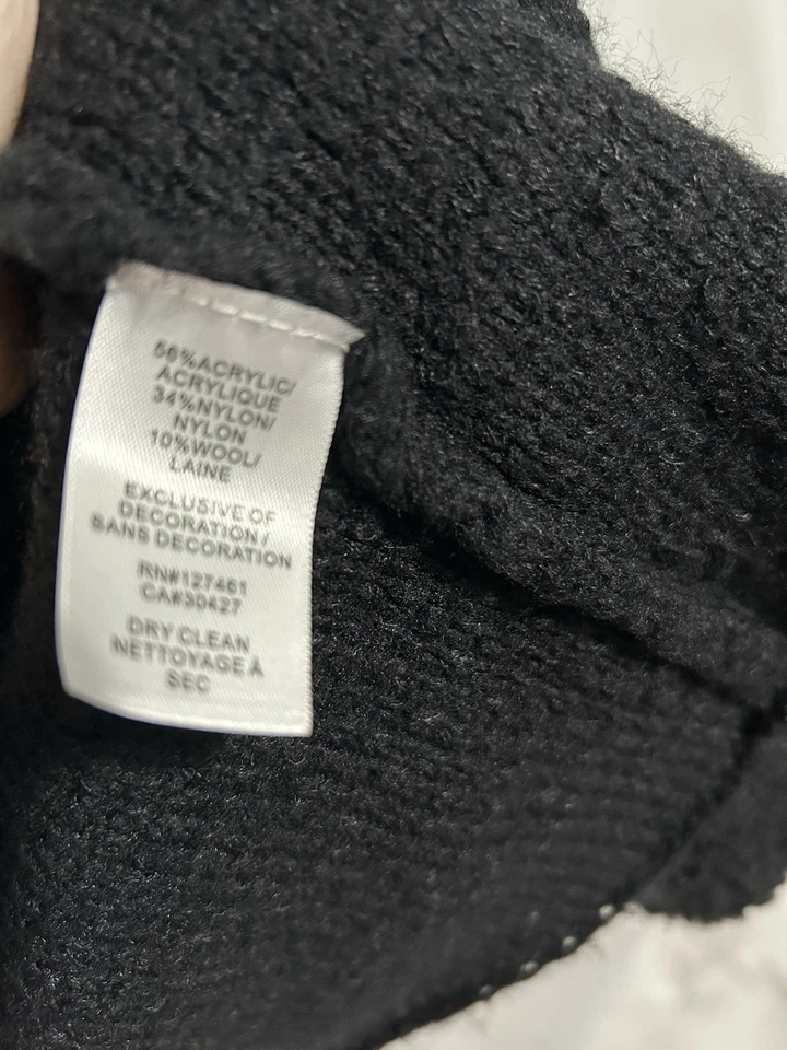 Wildfox 白色标签女式校队懒人莱特曼开衫毛衣 L 黑色 — 第 2/4 张图片