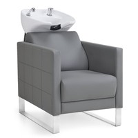 Barberpub Friseurstuhl Mit Waschbecken 8611 (Grau/Kunstleder)