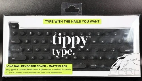 Tippy Type Long Nail Keyboard Cover for Apple Devices, Matte Black