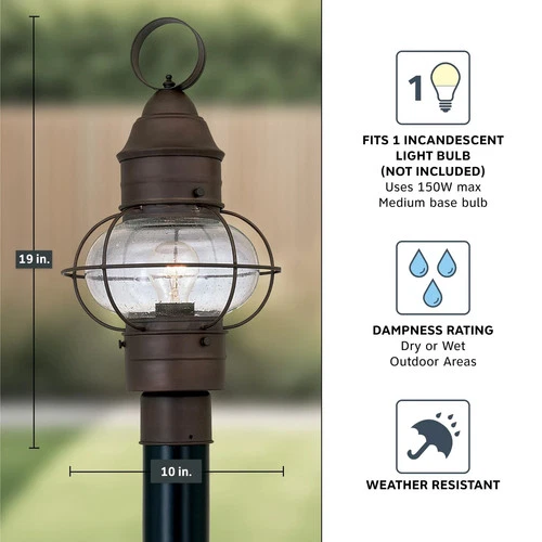 Outdoor Lamp Post Light Fixture, Classic Rustic Finish, Weather Resistant, Ex... - Picture 4 of 7