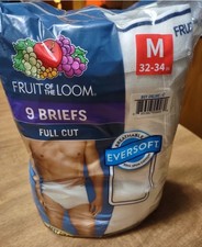 NEW Fruit Of The Loom Mens Tag Free Briefs Full Cut Sz Medium 32-34 White 9 Pack