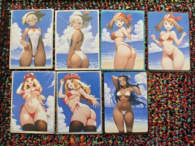 Pokémon Waifu Goddess 7 Deko Karten Set Bikini Pokemon Serena May Kate Nessa