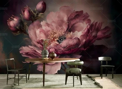 3D Luxury Floral Background Self-adhesive Removeable Wallpaper Wall Mural - Image 1 of 4