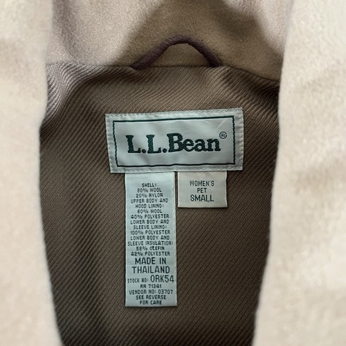LL Bean Pea Coat Womens Small Petite Tan Beige Wool Jacket Insulated Vintage - Picture 4 of 12