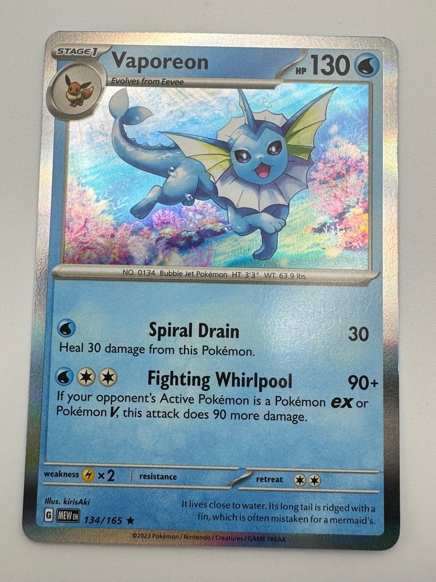 rare vaporeon card Pokemon TCG Card 151 Collection 134/165 Holo Rare Vaporeon