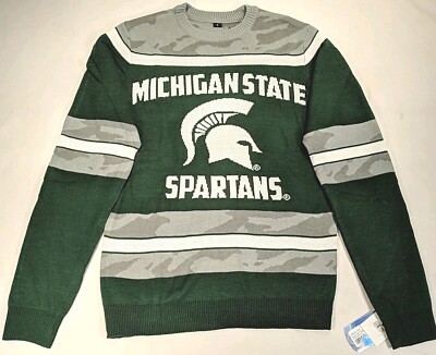 COLLEGE Men's Sport Sweater sz S Green Crew Neck L/S Michigan State Spartans NWT