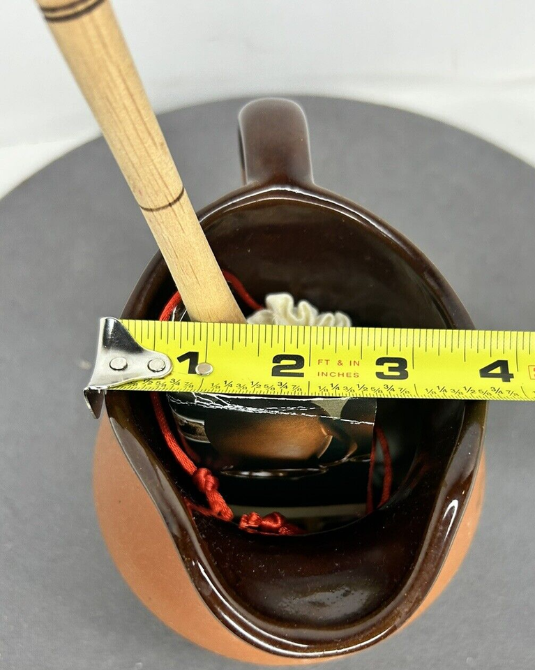 Authentic Mexican Hot Chocolate Clay Pottery Jug & Wooden Molinillo