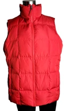 Down Puffer Vest Quilted Lands End Women's M 10 - 12 Red Full Zip Athleisure