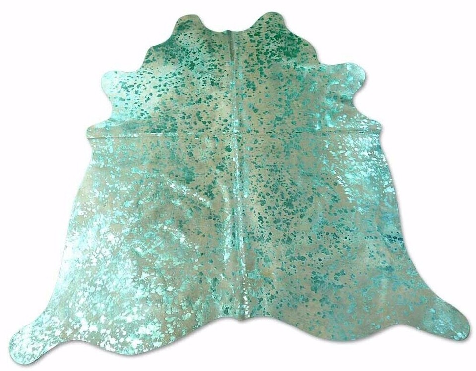 Turquoise Cowhide Rugs- Brazilian Natural Cowhides - Acid Washed ...