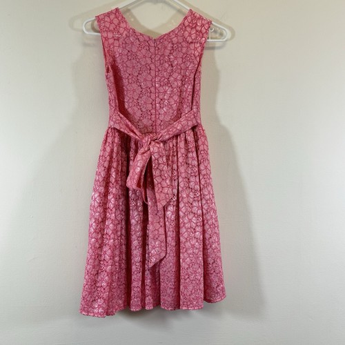 Dorissa Girl's Party Formal Dress Size 12 Pink Floral Lace Embroidered Lined - Picture 3 of 5