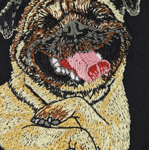 Aufnäher Mops Deko Aufkleber Lachender Hund Funny Dog Patch Aufbügler 80x80mm - Bild 2 von 7