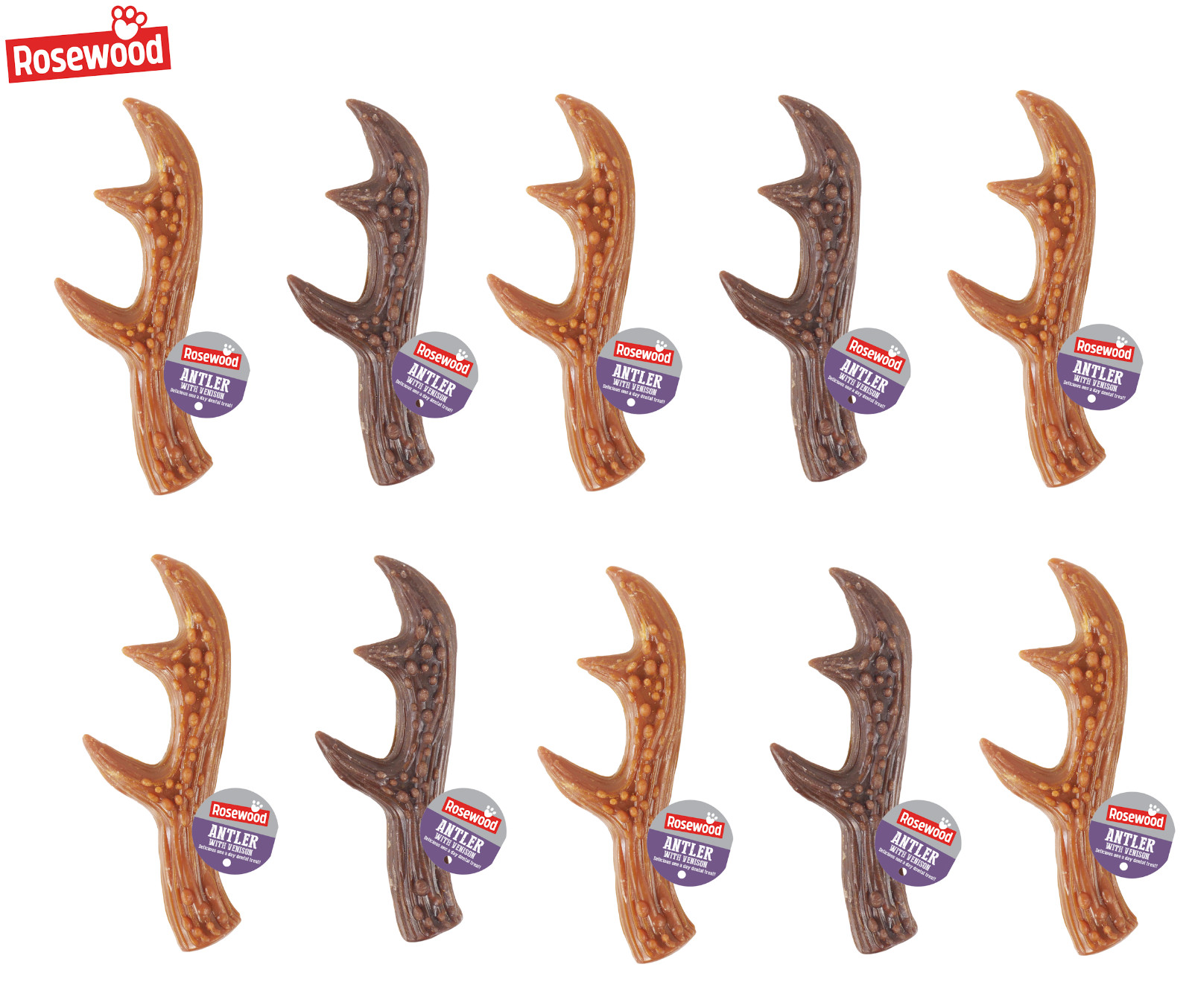 ROSEWOOD VENISON ANTLERS DOG MEATY CHEW TREATS SNACKS CHEWS 50G PACK OF 10