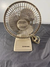 Vintage TATUNG  6” Power Switch Corded Electric Desk Fan LQ-6AME Beige Working