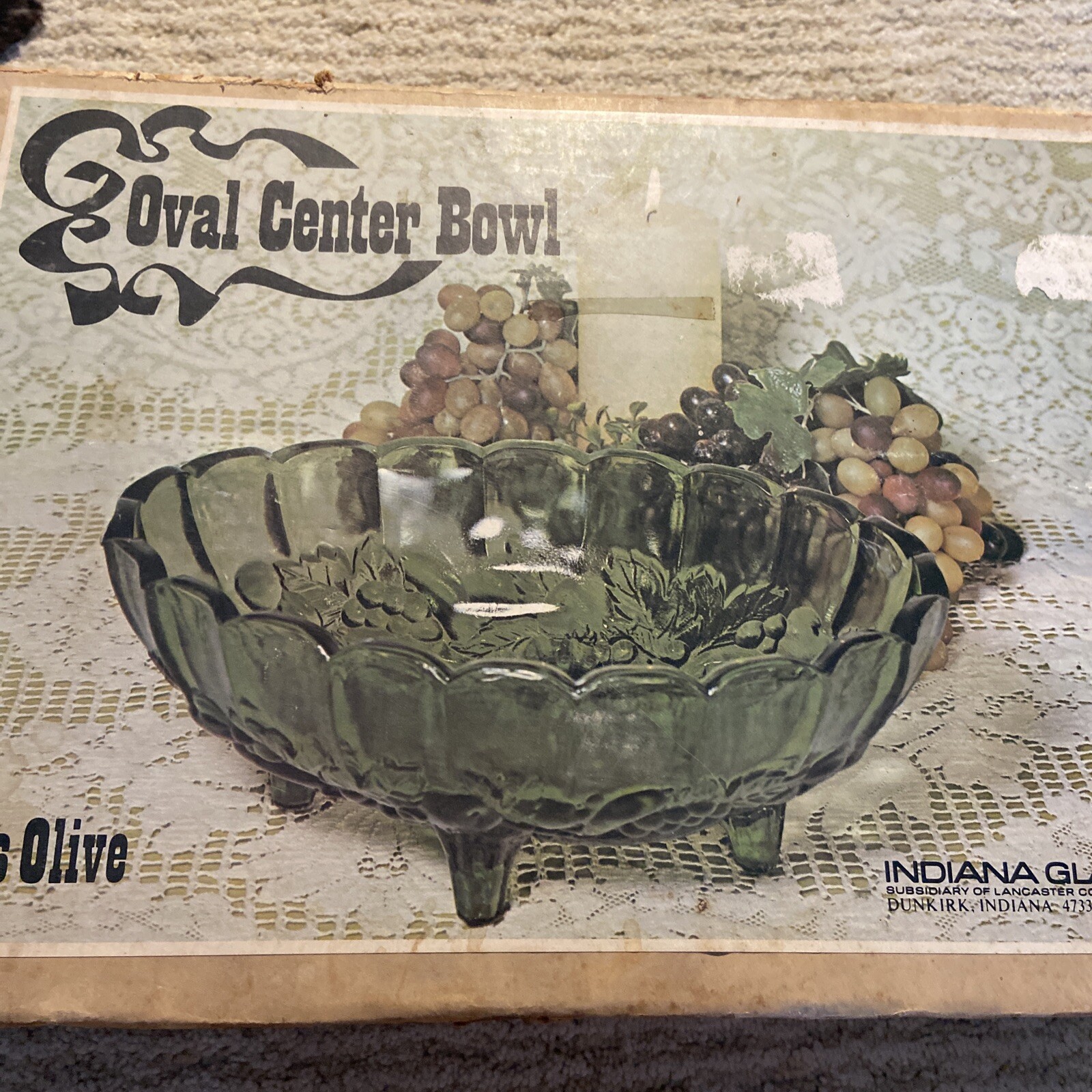 Indiana Glass Co Carnival Glass #1346 Olive Oval Center Bowl 12