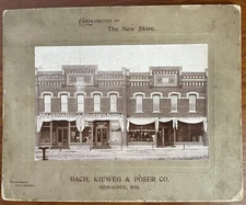 1890's BACH KIEWEG & POSER Co Photograph KEWAUNEE Wis General Hardware Store