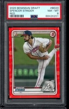SPENCER STRIDER ROOKIE 2020 Bowman Draft RED/5 Graded PSA 8 NM-MT Atlanta Braves