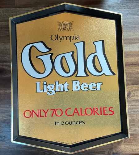 Vintage Olympia Gold Light Beer Sign 1982 Only 70 Calories.