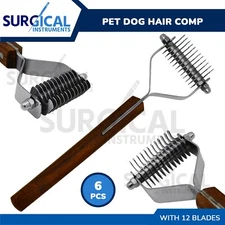 6 Pcs Dog Brush for Deshedding Dematting Pet Grooming Cat Hair Comb 12 blade