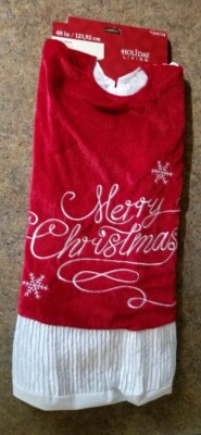 Brand NEW Holiday Living Merry Christmas Tree Skirt Red Velvet Snowflakes 48''
