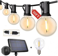 Solar Powered 50-200FT LED Bulb String Light Garden Yard Lamp Outdoor Waterproof