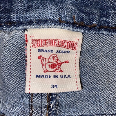 True Religion Jeans Logan Super T Distressed Buttons Zip Fly Men's