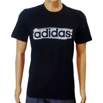 NWT Adidas Linear Brush Authentic Men's Black Short Sleeve T-Shirt Size S