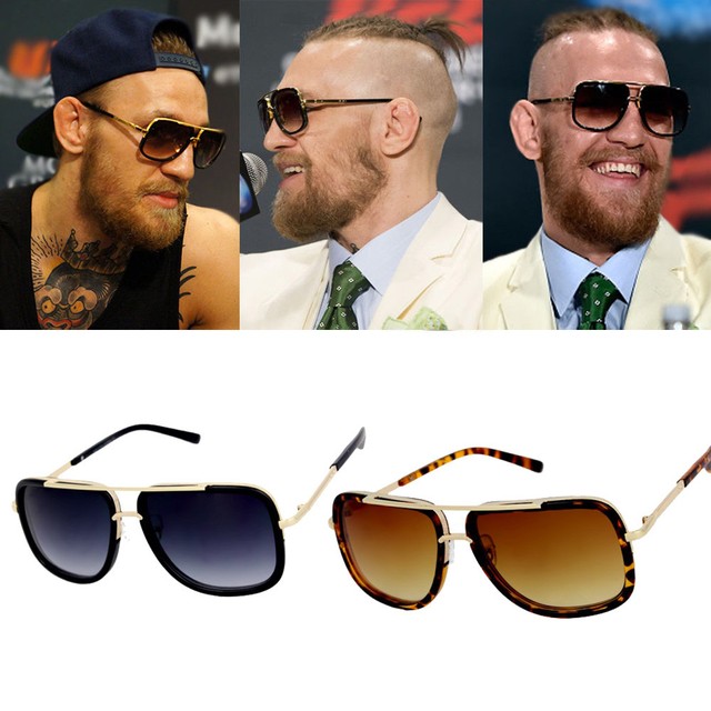 Square Sunglasses Gold Conor McGregor Vintage Hip Hop MMA UFC Costume