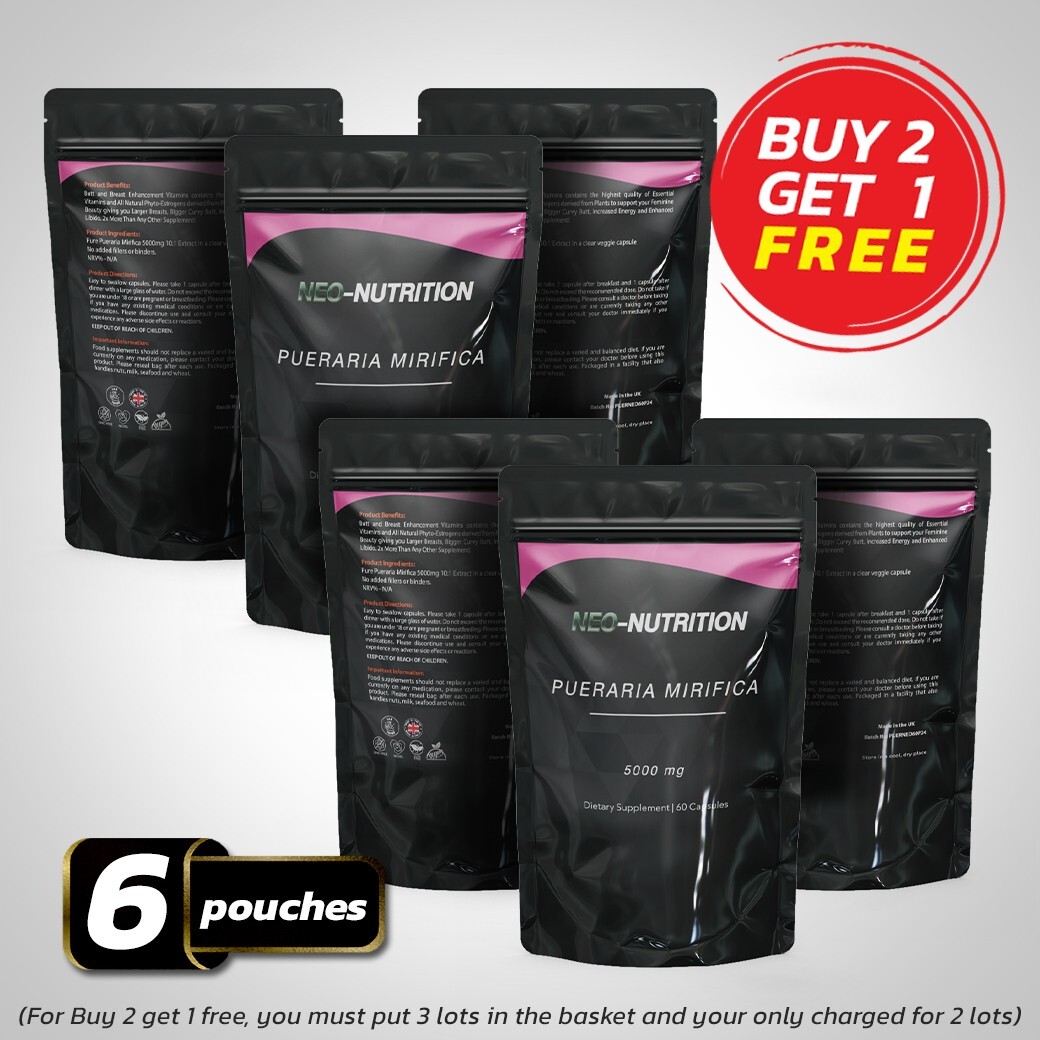 6 x Pueraria Mirifica 5000mg - Capsules Breast Enlargement High Strength - Vegan
