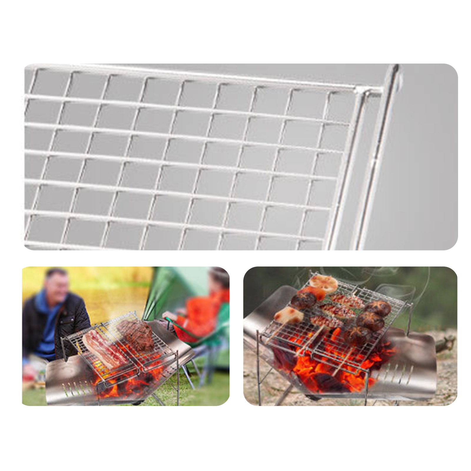 BBQ Rectangle Grill Net Stainless Steel Camping Grate Baking Rack Wire