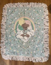 Vintage Classic Precious Moments Baby Blanket Crib Wall Throw Comforter Bear 80s