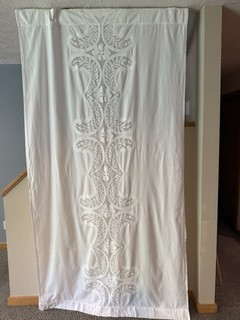 Anthropologie Set of White Floral Embroidered Curtain Panels 50 x 96 Set of two