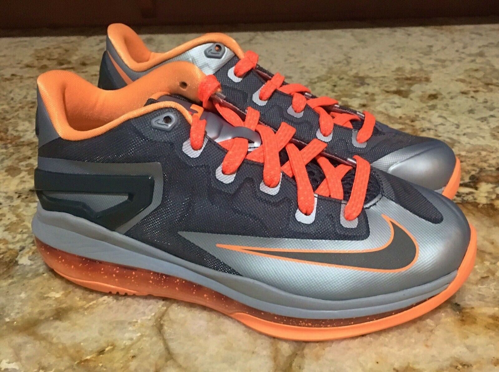 NIKE LeBron XI 11 Low Magnet Grey Silver Basketball Shoes NEW Boys Girls 3.5 7