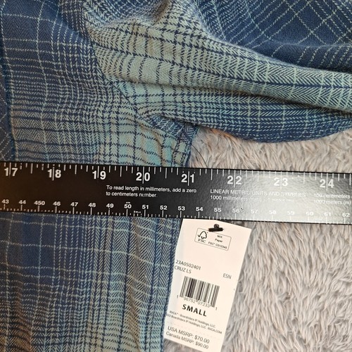 RVCA Flannel Shirt Men's S Blue Plaid Button Down Long Sleeve Regular Fit - Picture 5 of 8